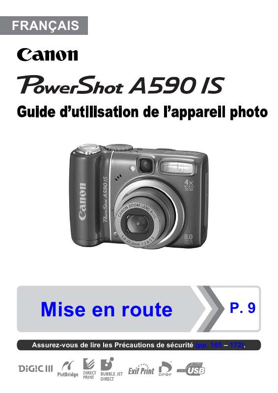 Notice CANON POWERSHOT A590 IS appareil photo Trouver une solution à